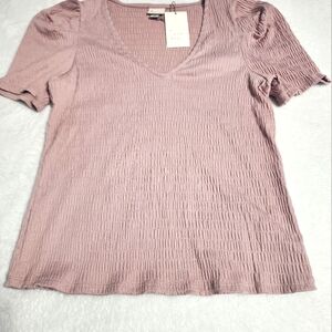 Textured Lavender (Rose Ash) Short Sleeve Blouse